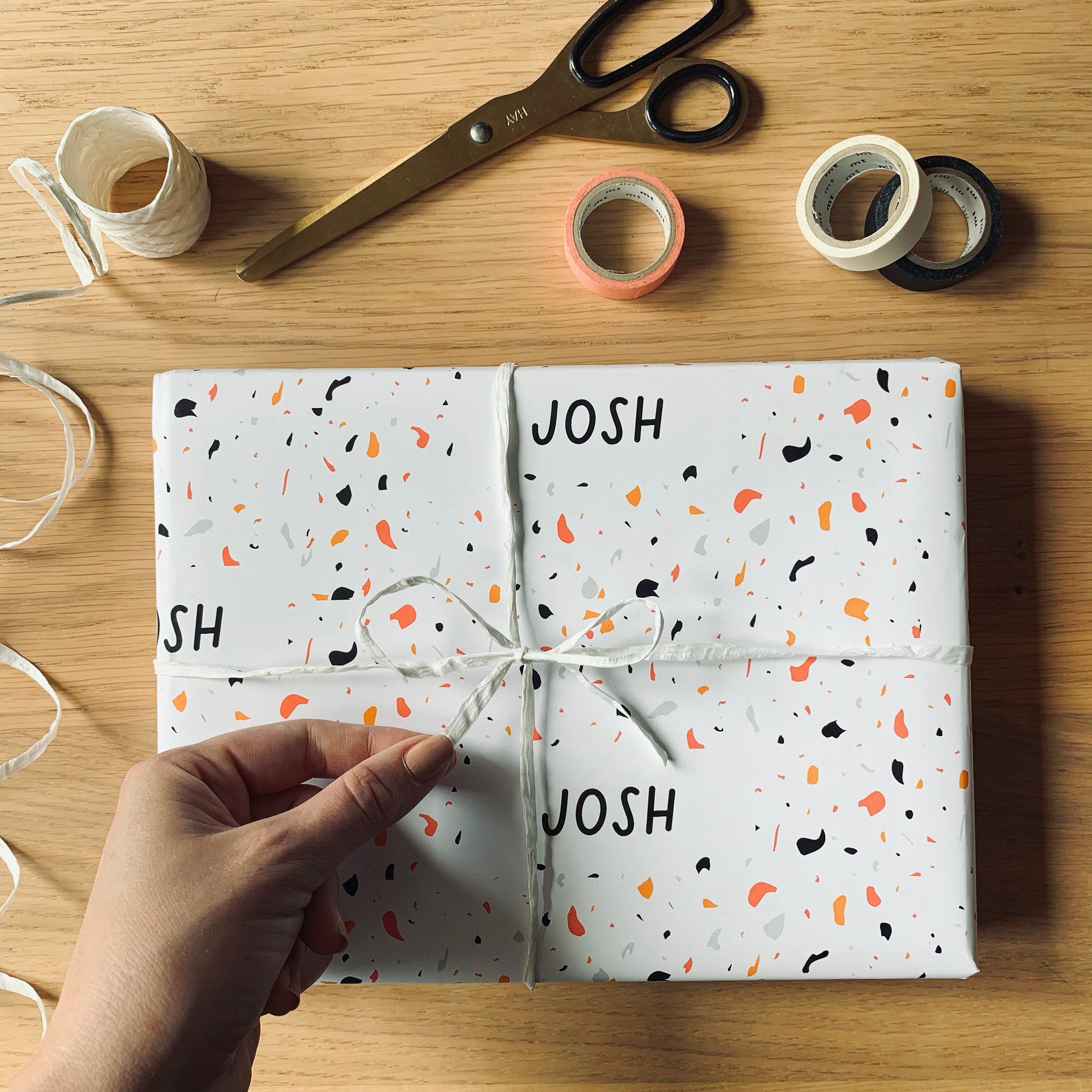 Personalised Terrazzo Name Wrapping Paper Heather Alstead Design