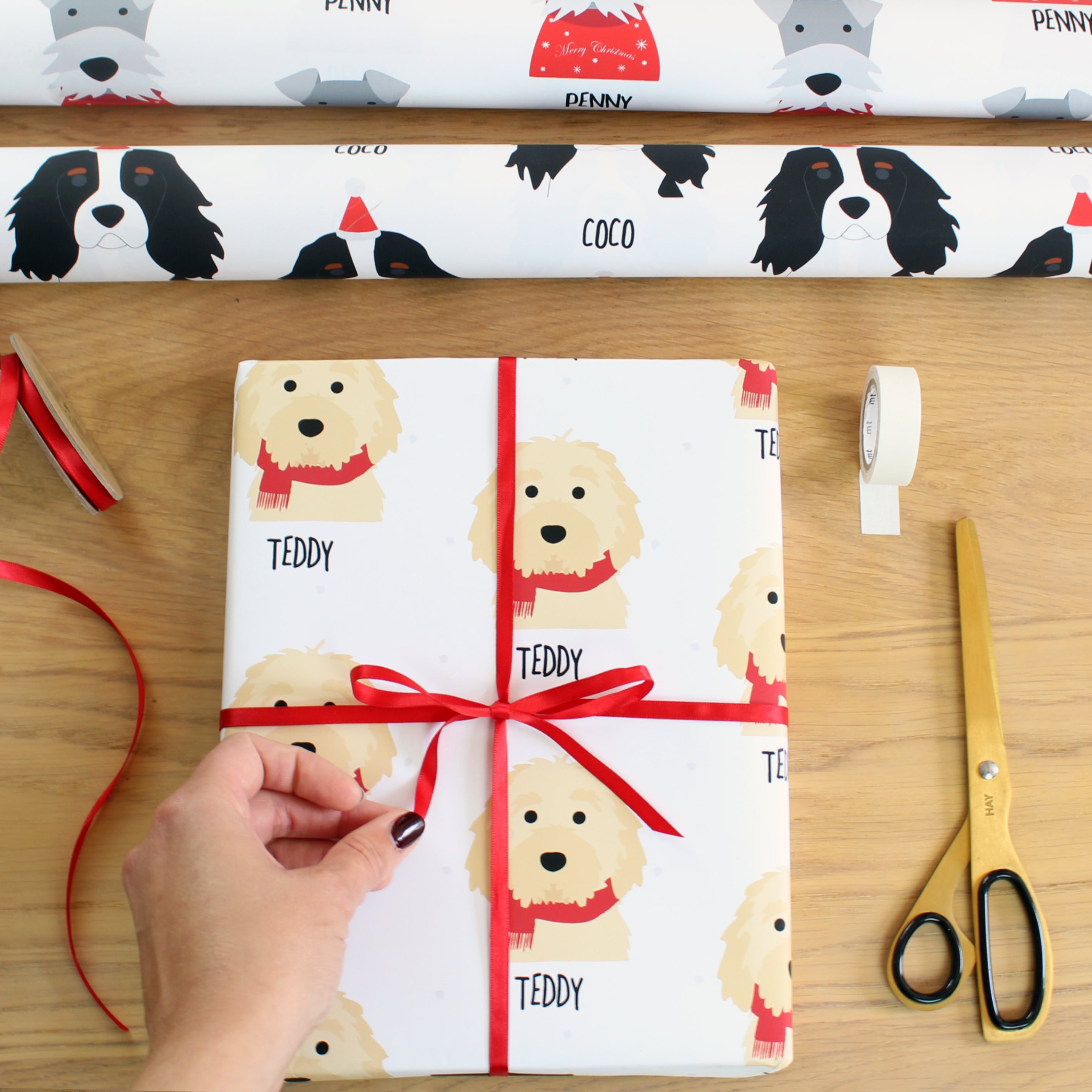 Personalized dog wrapping paper sale