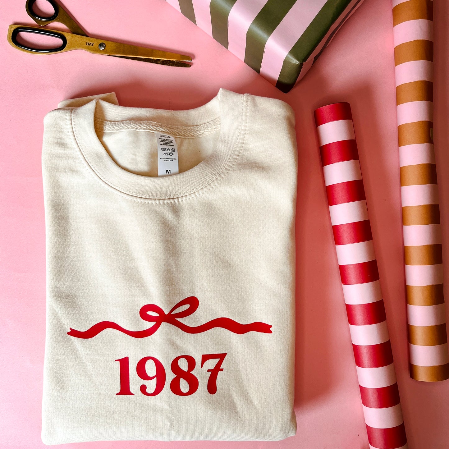 Personalised Christmas Bow and Year Sweatshirt, Jumper.